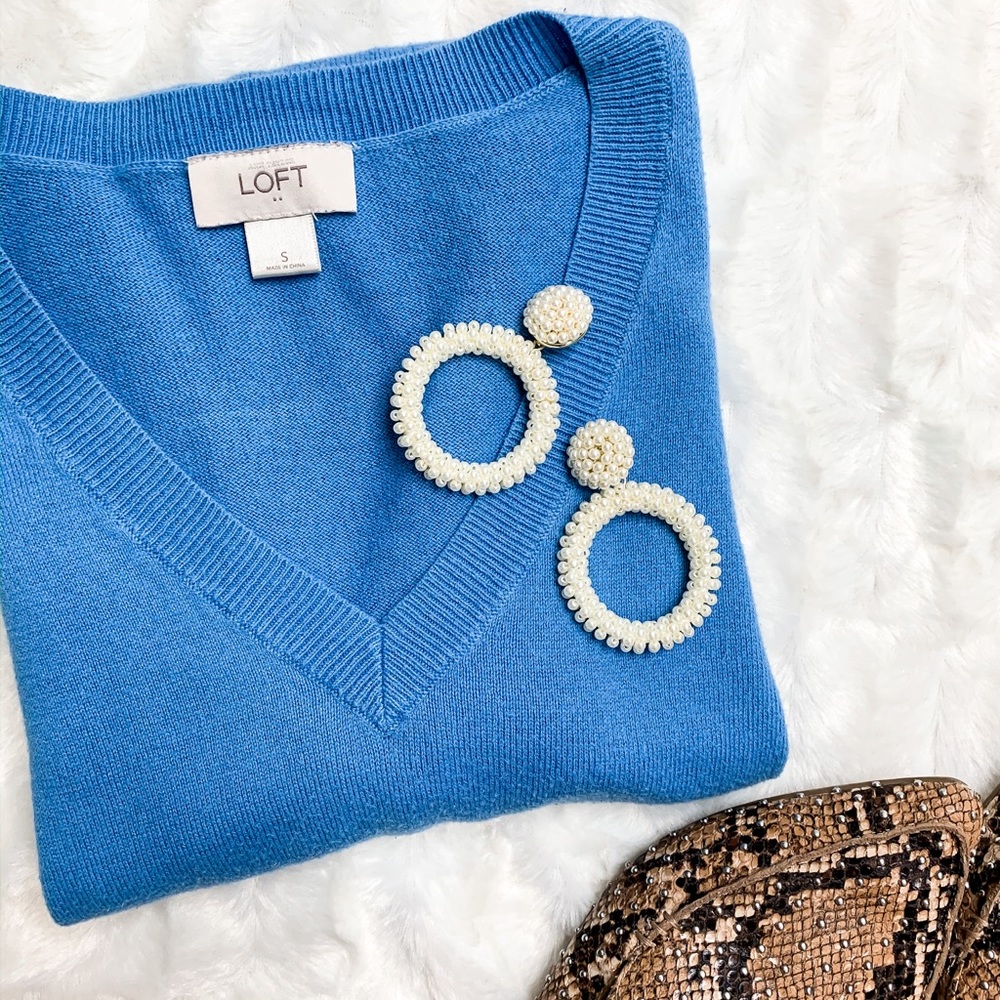 LOFT Pullover V-Neck Sweater - Periwinkle Blue